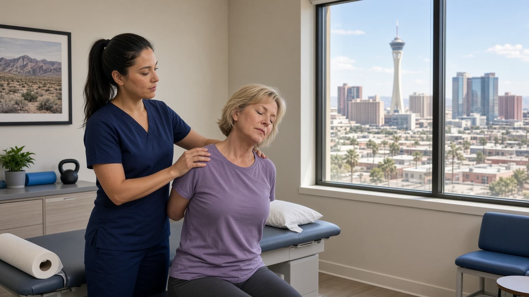 Patient in coordinated recovery care at Impact Medical Group in Las Vegas